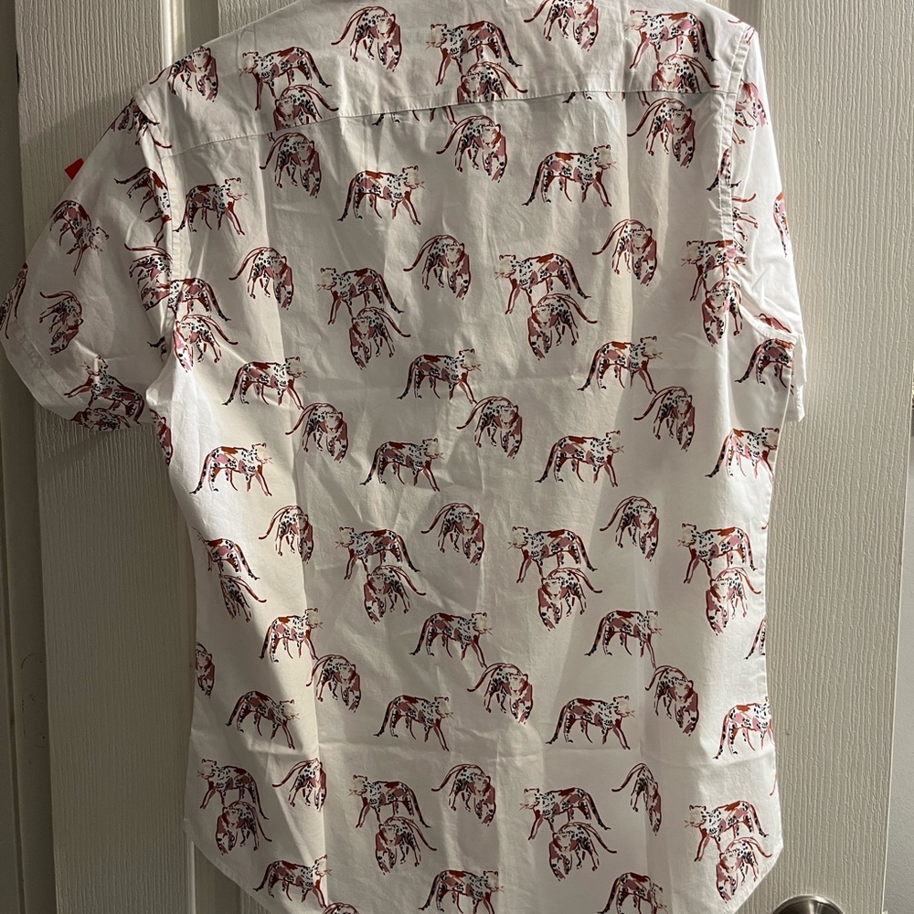 Bonobos White Short-Sleeve Button-Up with Red Animal Print - Picture 3 of 3